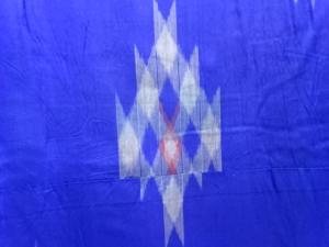 アンティーク　幾何学模様織り出し銘仙着物